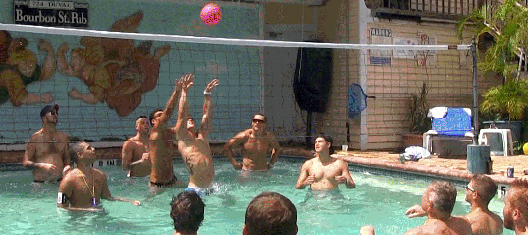 All Male Clothing Optional Swimming Pool and Volleyball